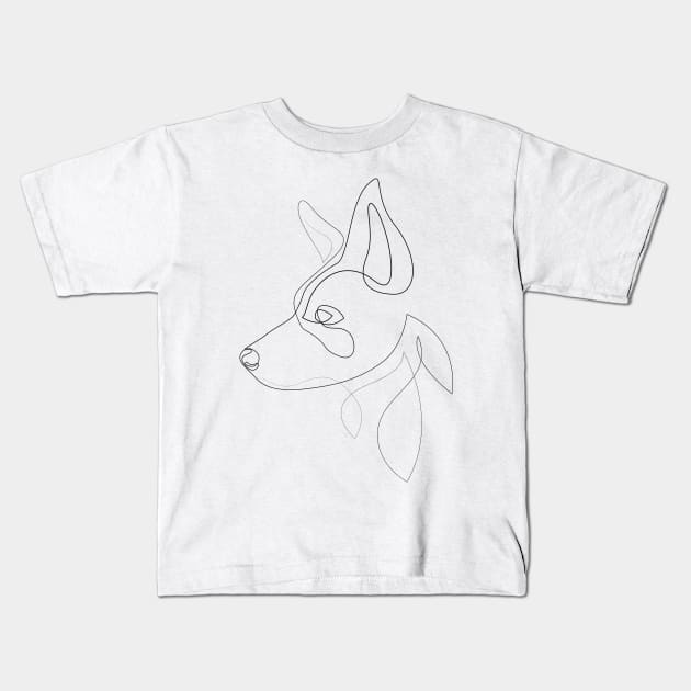 Border Collie 2 - one line drawing Kids T-Shirt by addillum